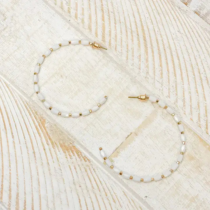 Prep Obsessed Wholesale - Beaded Gold Skinny Open Hoop Earrings