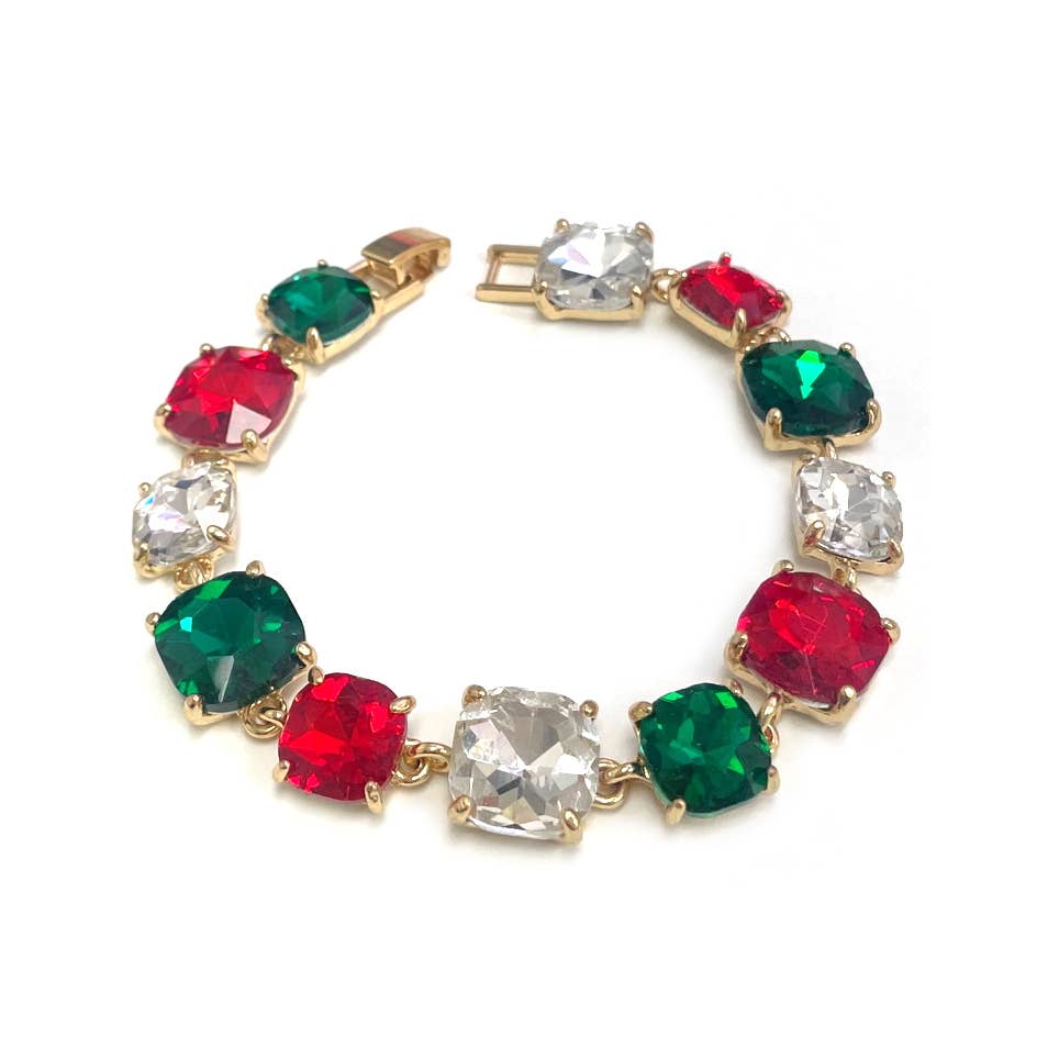 StarryNYC - Cushion Cut Glass Crystal Linked Station Bracelet