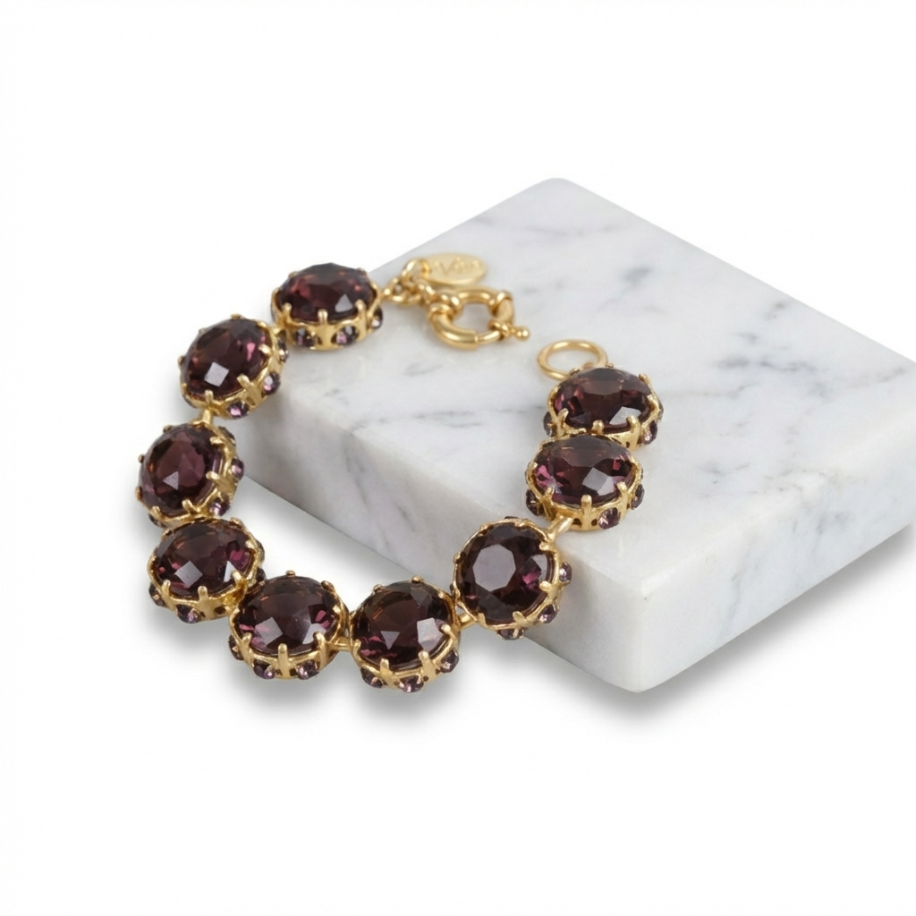 GirlyPirateCo - Vintage 18K Gold Plated Crystal Bracelet Mother's Day Gift