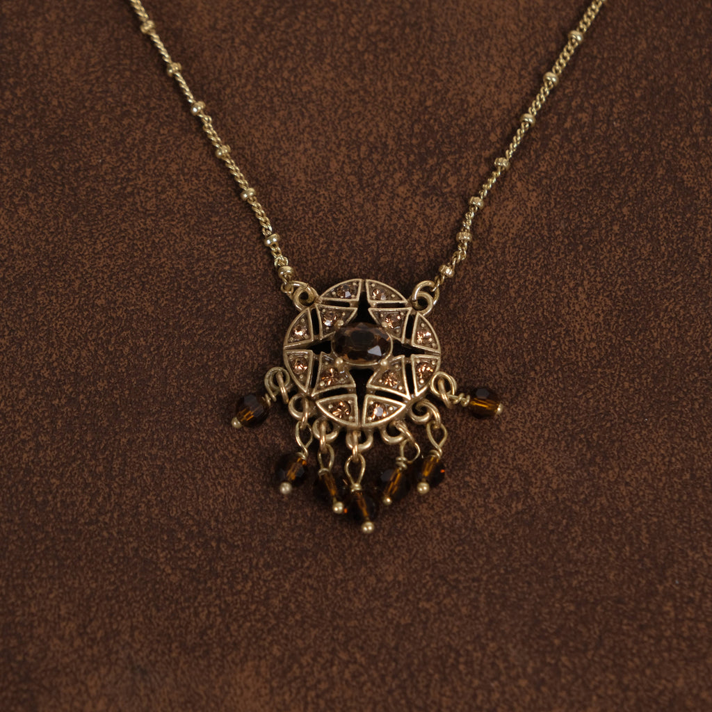 GirlyPirateCo - Vintage 18K Gold-Plated Brown Crystal Choker Necklace
