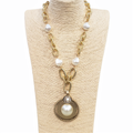 Gardenia Jewelry Ltd. - Handmade Gold Link Chain Hammered Medallion Pendant Necklace