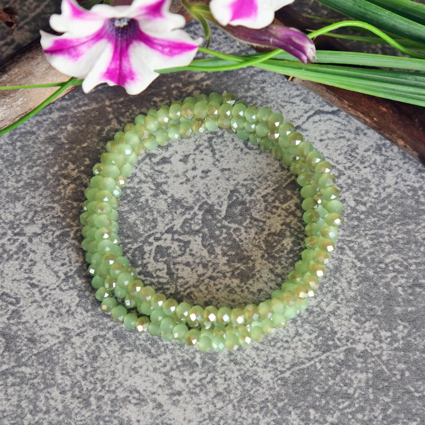 4MM Petite Crystal Stackable Set of 2 Stretch Bracelets
