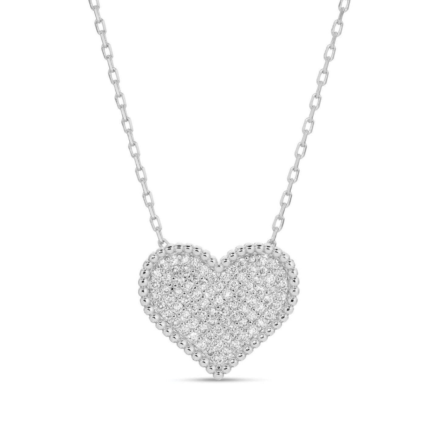 Splendid Iris - Pave Heart Necklace (3D)