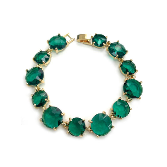 StarryNYC - Round Glass Crystal Linked Bracelet