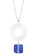 Zoey Simmons - Tanzanite Murano Glass & Swirl Disc Pendant Necklace - SF