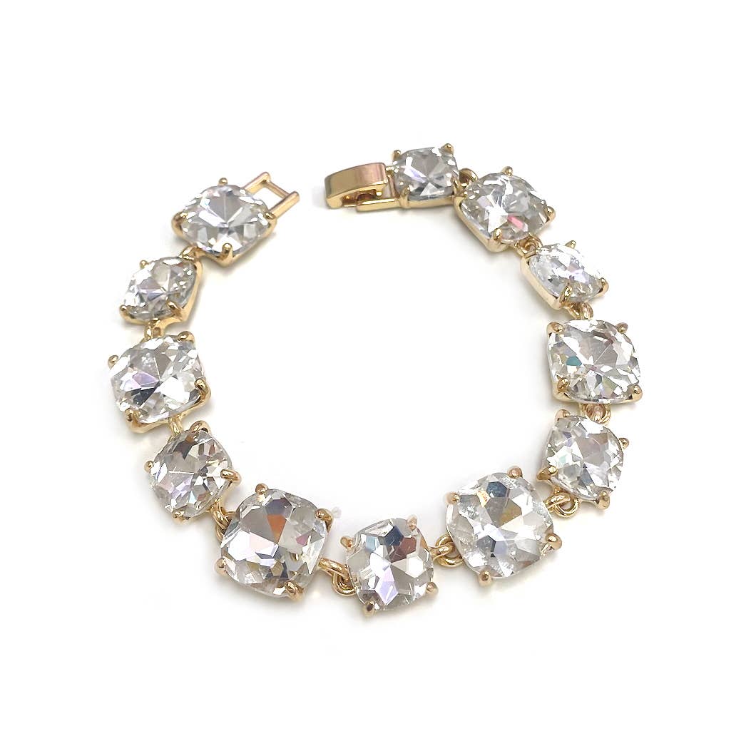 StarryNYC - Cushion Cut Glass Crystal Linked Station Bracelet