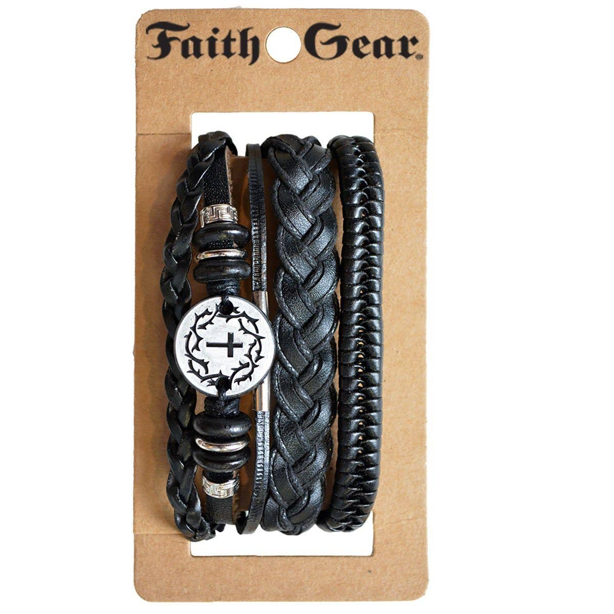 Kerusso - Faith Gear Crown Cross Mens Bracelet