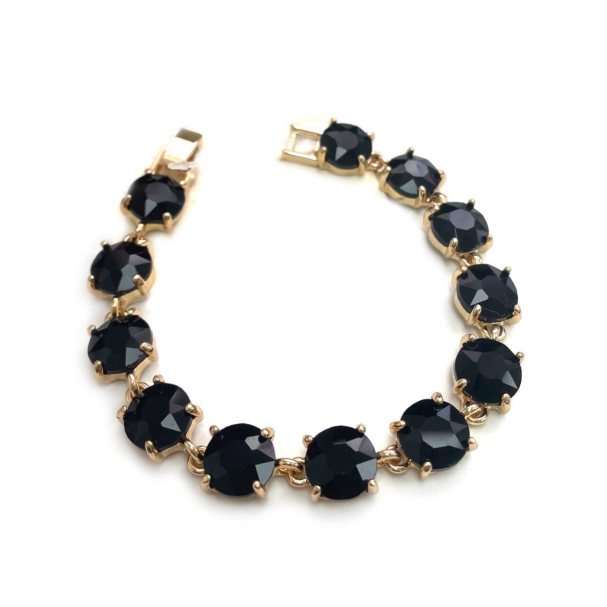 StarryNYC - Round Cushion Cut Crystal Glass Linked Bracelet