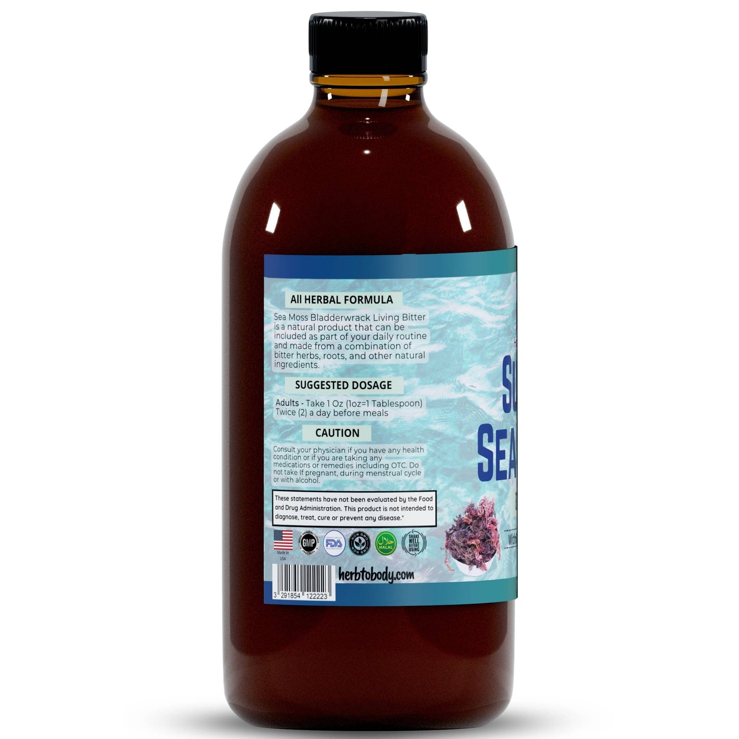 Herb To Body - Super Sea Moss Bitter - Herbal Bitter - 16oz Bottle
