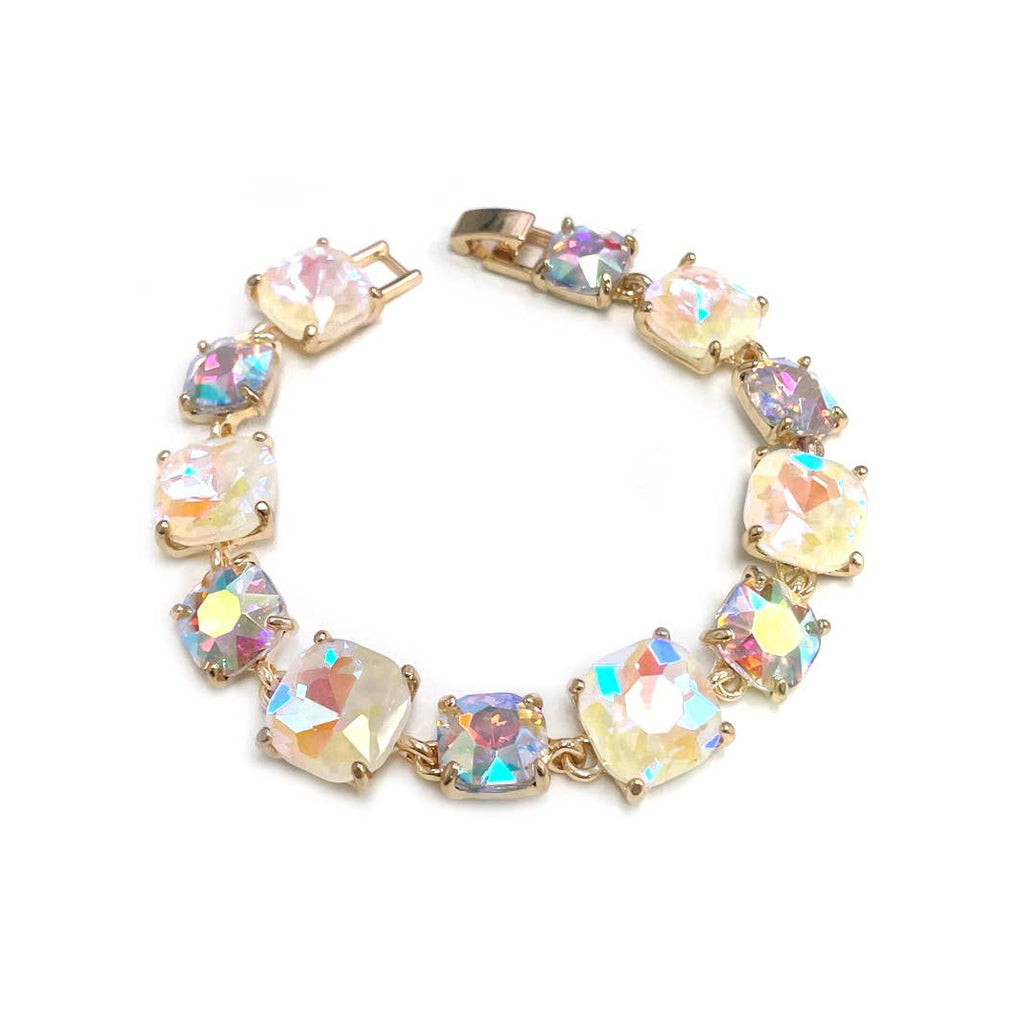 StarryNYC - Cushion Cut Glass Crystal Linked Station Bracelet