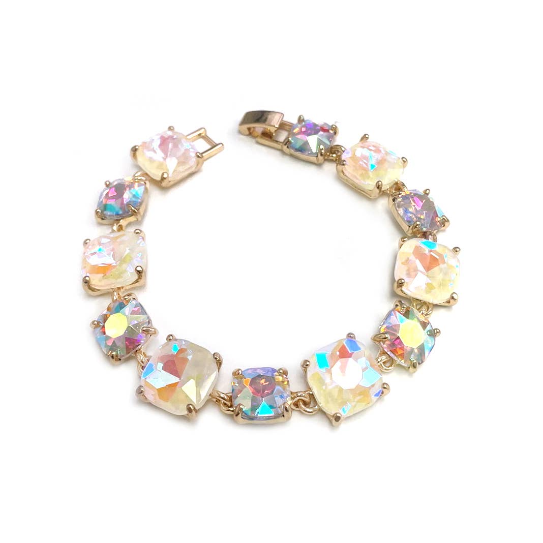 StarryNYC - Cushion Cut Glass Crystal Linked Station Bracelet