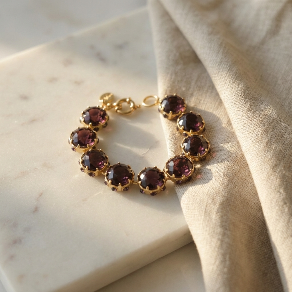 GirlyPirateCo - Vintage 18K Gold Plated Crystal Bracelet Mother's Day Gift