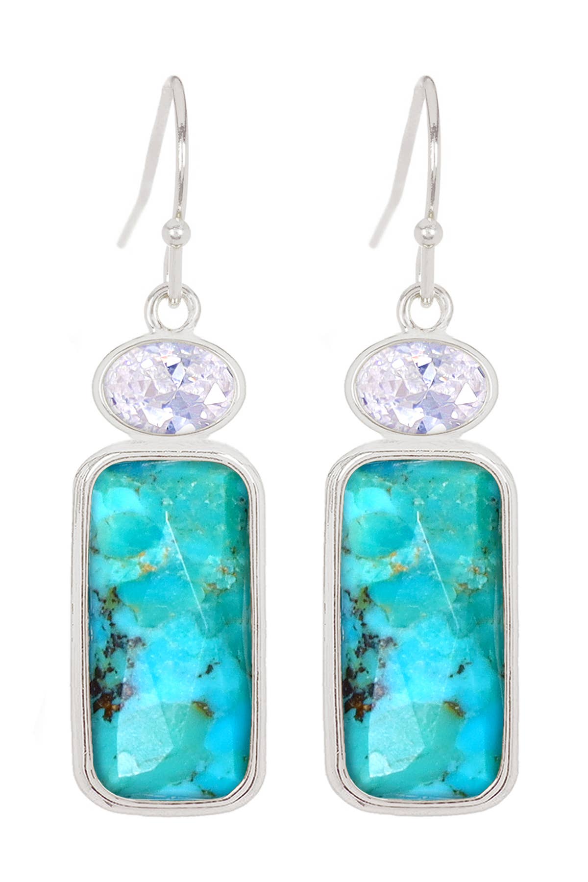 Zoey Simmons - Turquoise & CZ Drop Earrings - SF