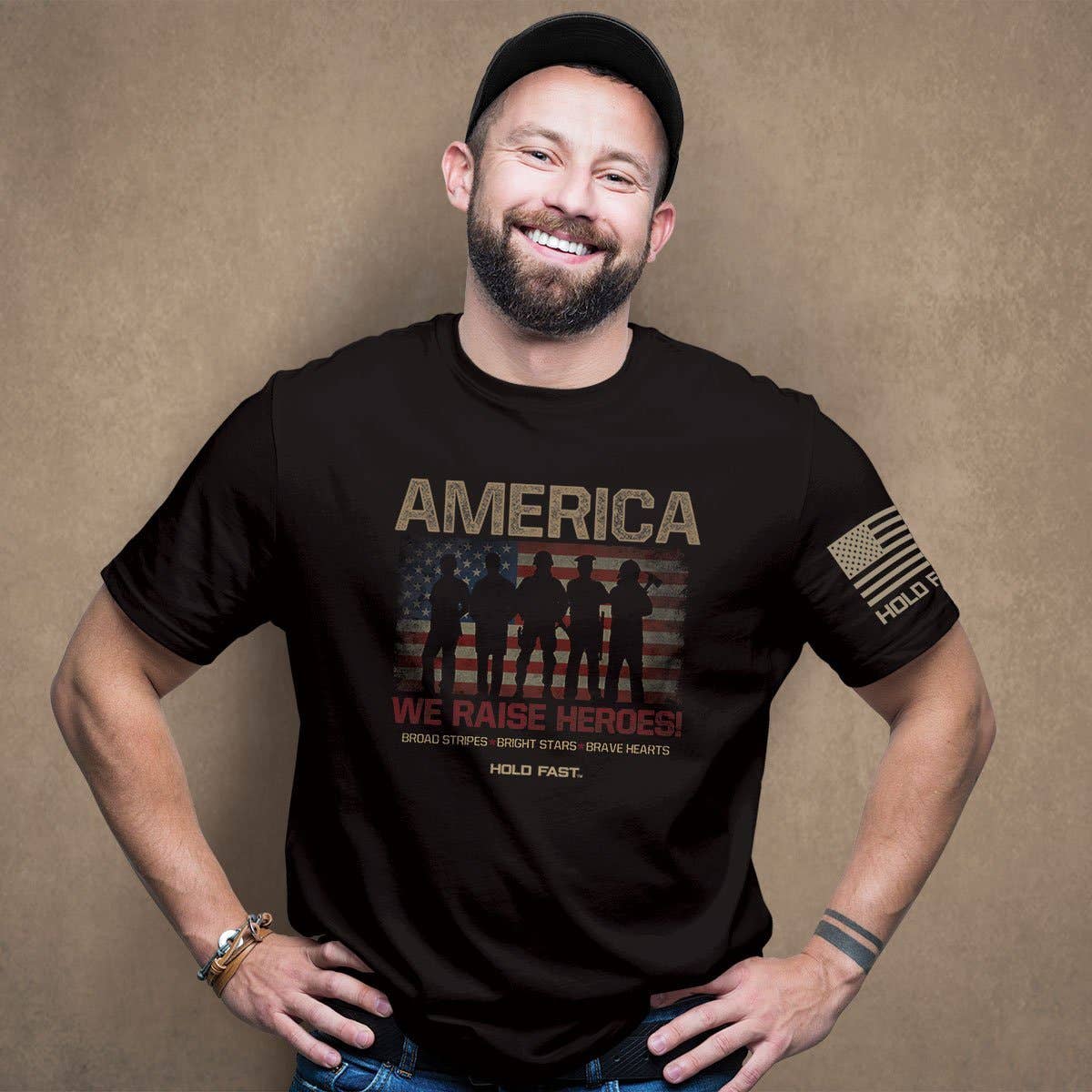 Kerusso - HOLD FAST Mens T-Shirt We Raise Heroes