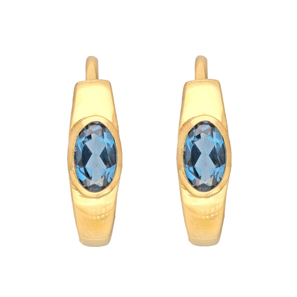 Tiramisu - 14K Gold Plated Over Silver London Blue Topaz Hoop Earring