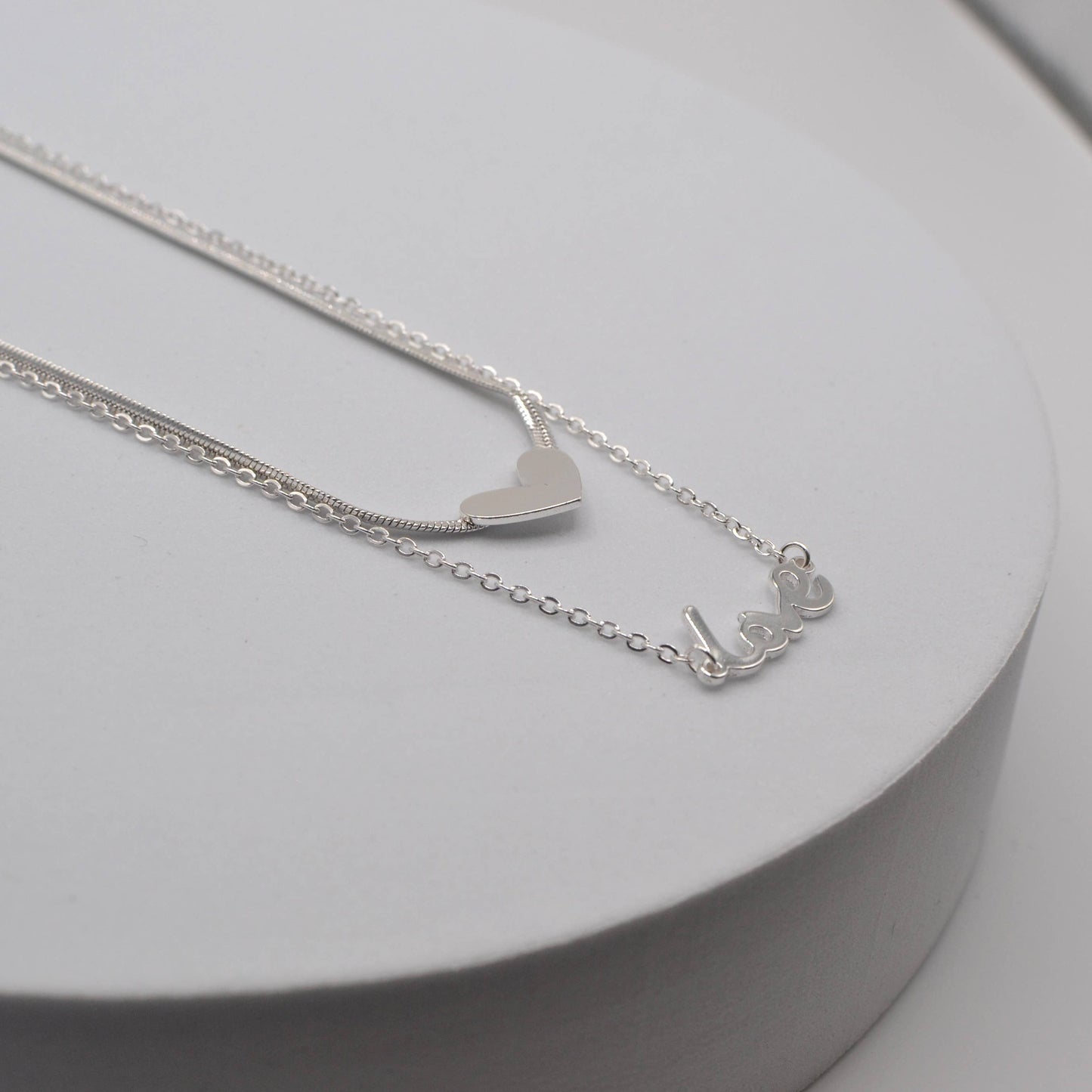 StarryNYC - Double Stand Love Letter and Heart Pendant Necklace