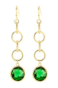 Zoey Simmons - Emerald Crystal & Interlocking Circle Drop Earrings - GF