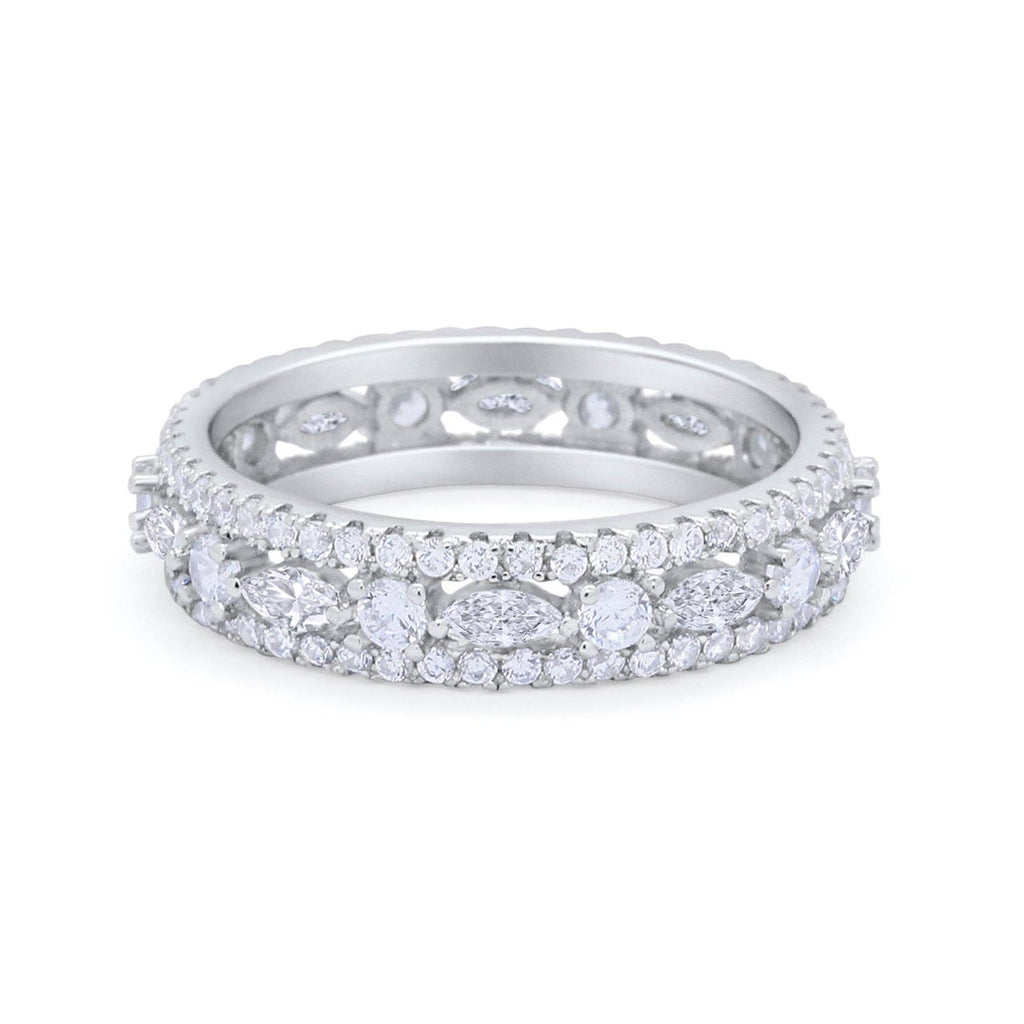 Blue Apple Imports - Full Eternity Rings Marquise Simulated Cubic Zirconia Ring