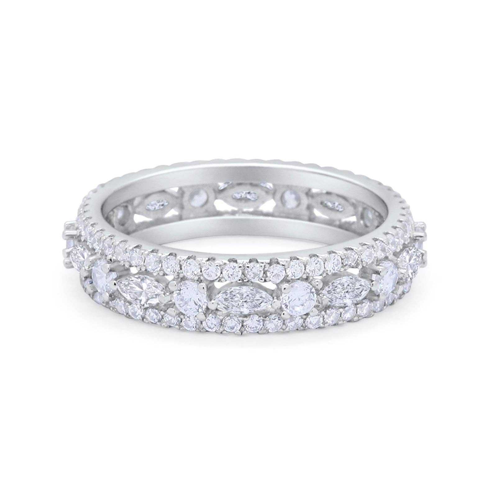 Blue Apple Imports - Full Eternity Rings Marquise Simulated Cubic Zirconia Ring