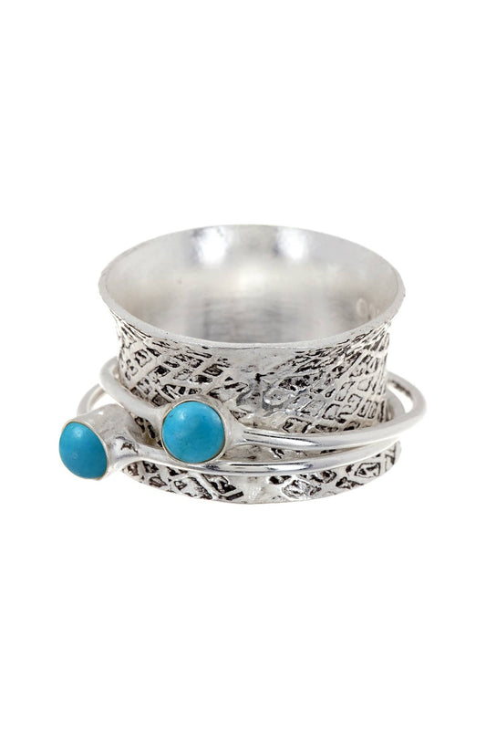 Zoey Simmons - Turquoise Banded Spinner Ring - SF