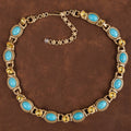 GirlyPirateCo - Vintage 18K Gold Plated Turquoise and Yellow Gem Necklace