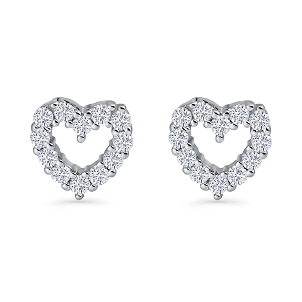 Blue Apple Imports - Heart Stud Earrings Cubic Zirconia