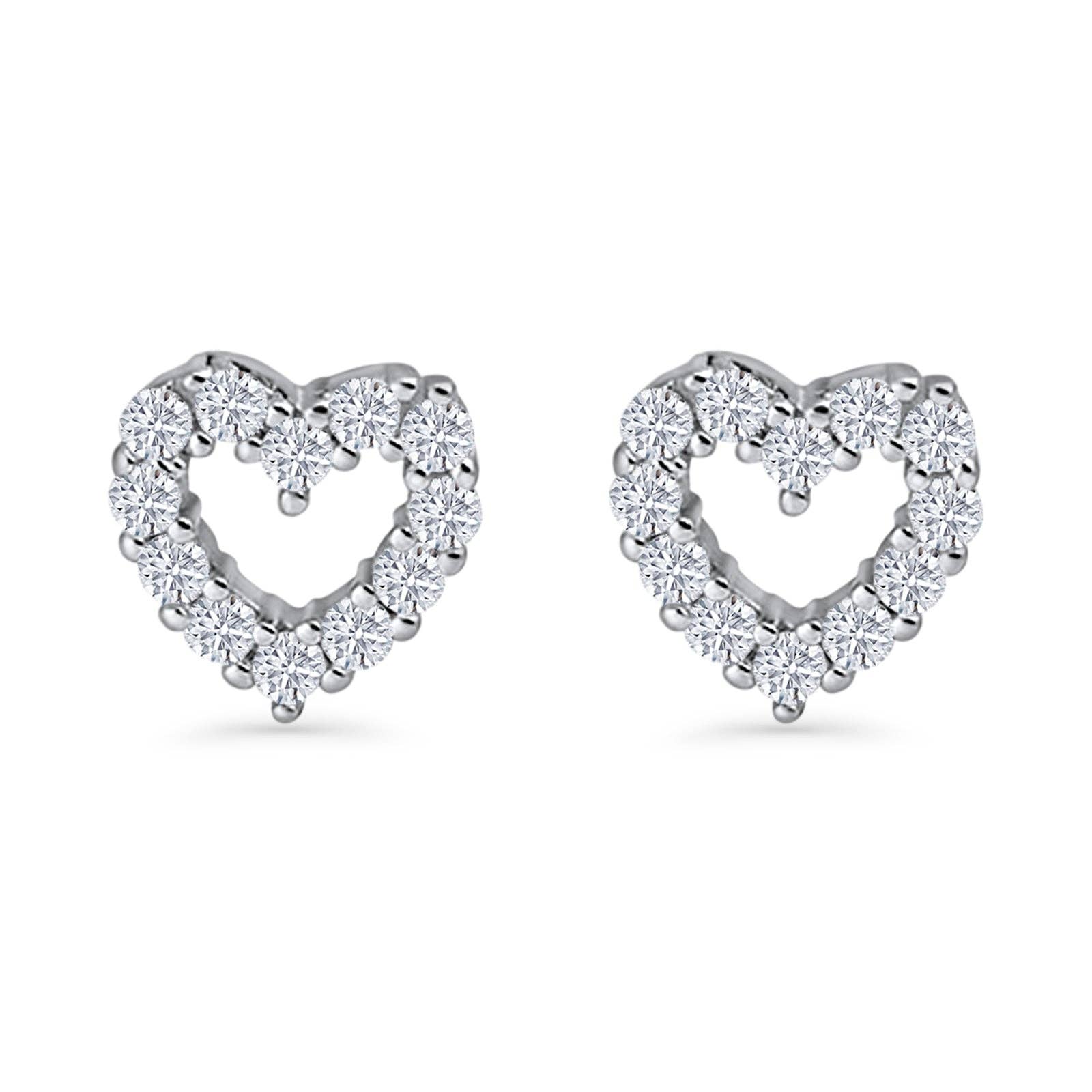 Blue Apple Imports - Heart Stud Earrings Cubic Zirconia