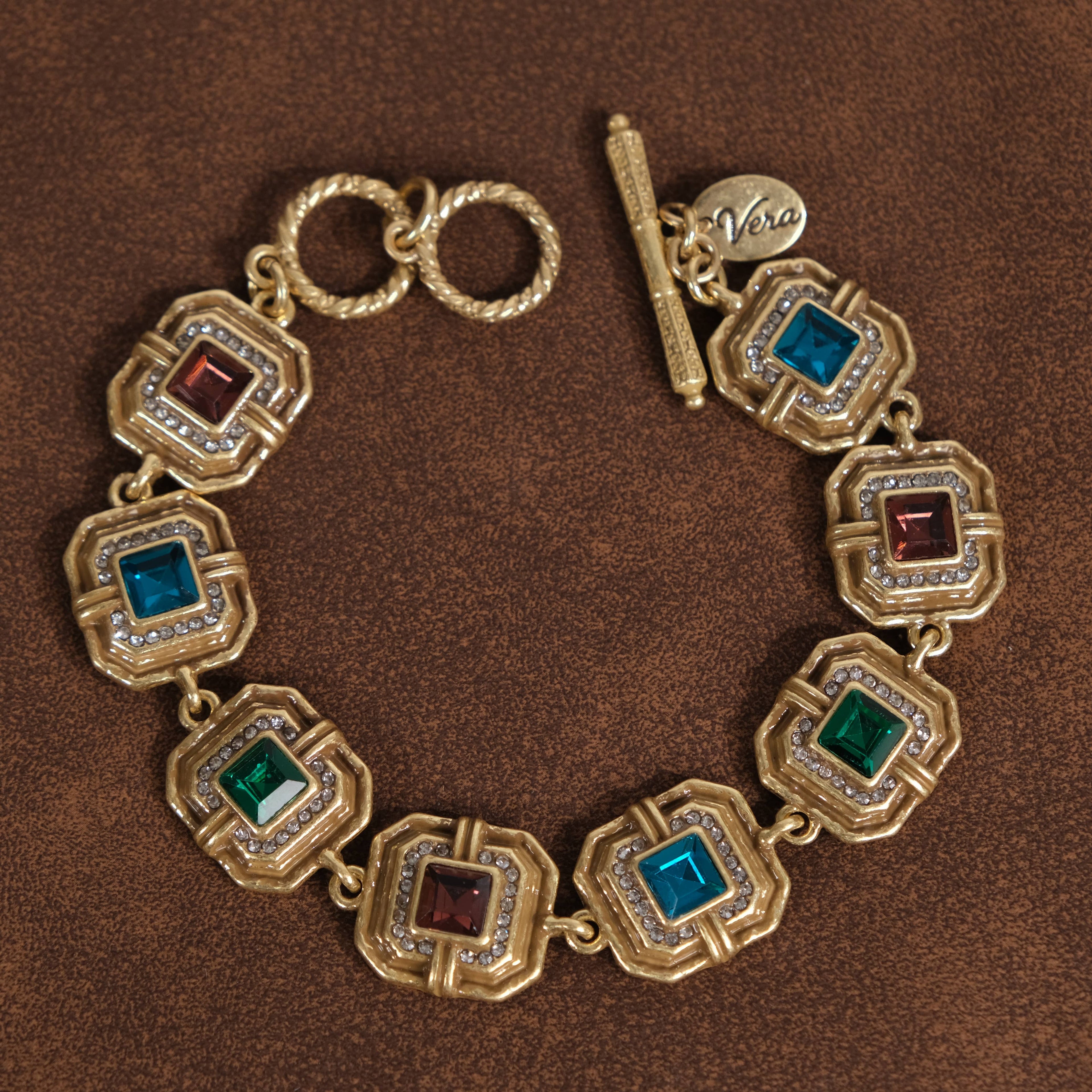 GirlyPirateCo - Vintage Mother’s Day Gold-Plated Colorful Crystal Bracelet